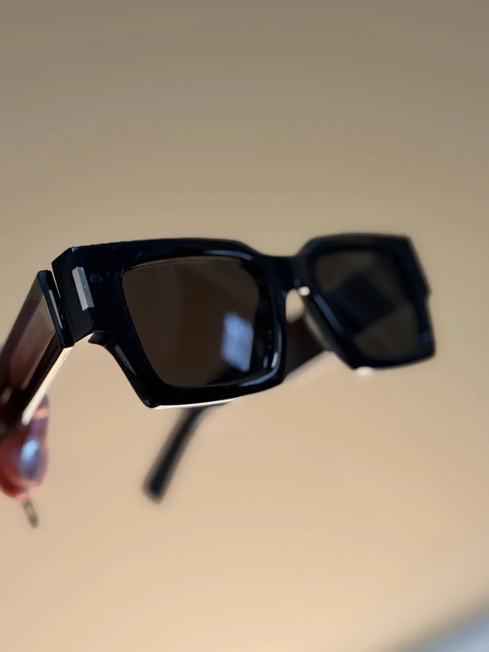Saint Laurent Black Square-Frame Sunglasses with Silver Plaque